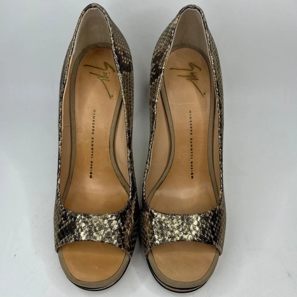GIUSEPPE ZANOTTI DESIGN Made in Italy 🇮🇹 GENUINE LEATHER Snakeskin Heels‎ 38.5